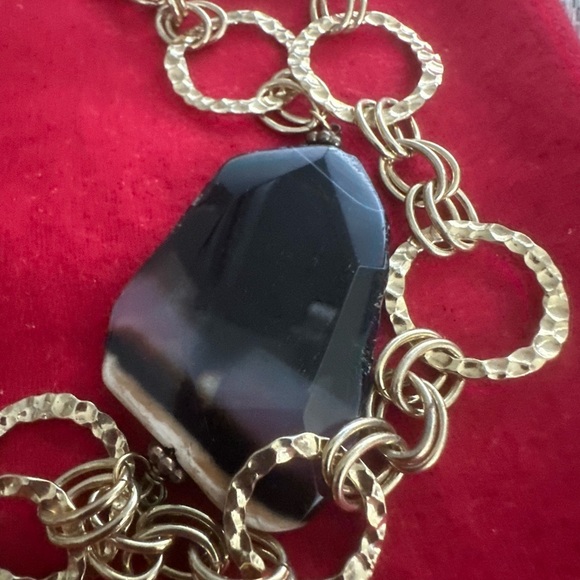 Vintage Agate Slices Goldtone Long Chain Necklace - Picture 4 of 8